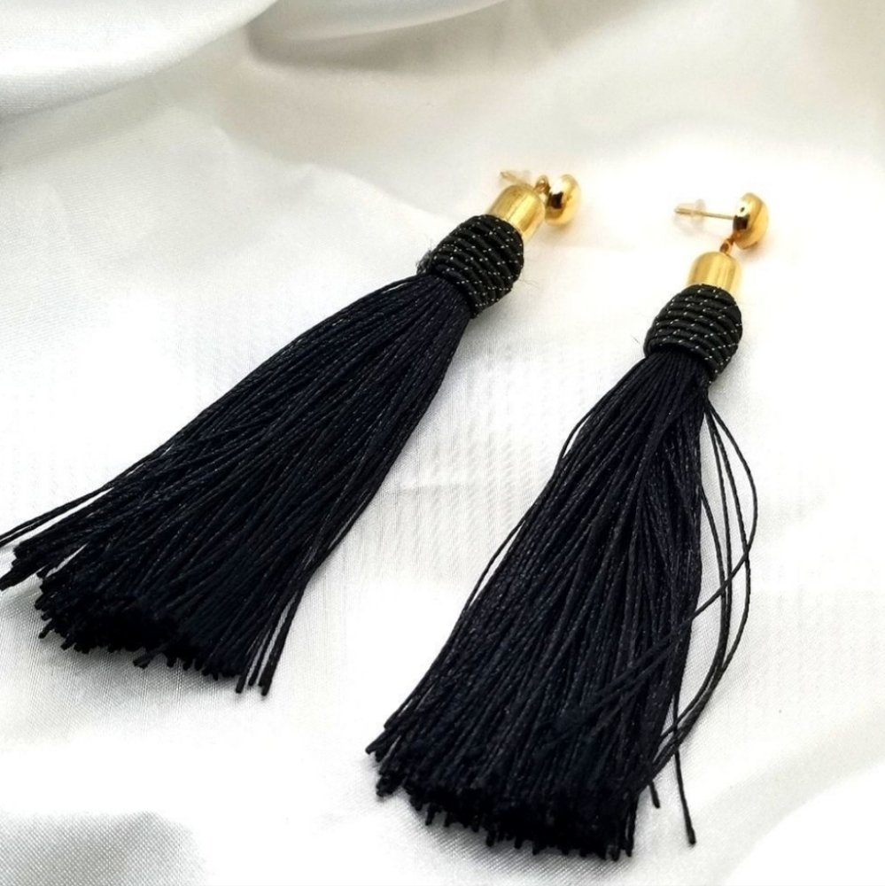 Bohemian Black Tassel Earrings
